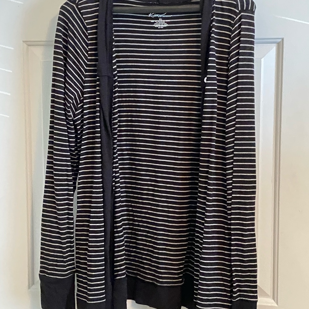 Kim Rogers Black and White Striped Cape